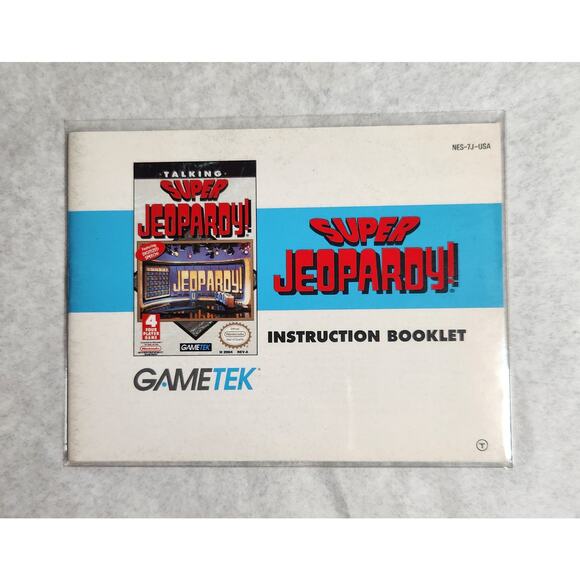 Nintendo Talking Super Jeopardy! 1991CIB Video Game In A Protector Pre-owned - Picture 7 of 10